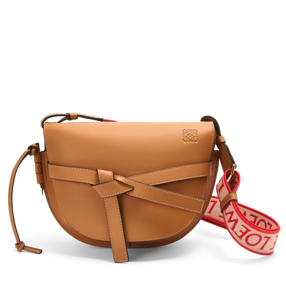 Loewe Small Gate Bag In Brown Calfskin and Jacquard