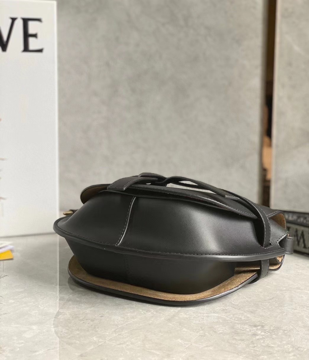 Loewe Small Gate Bag In Black Calfskin and Jacquard