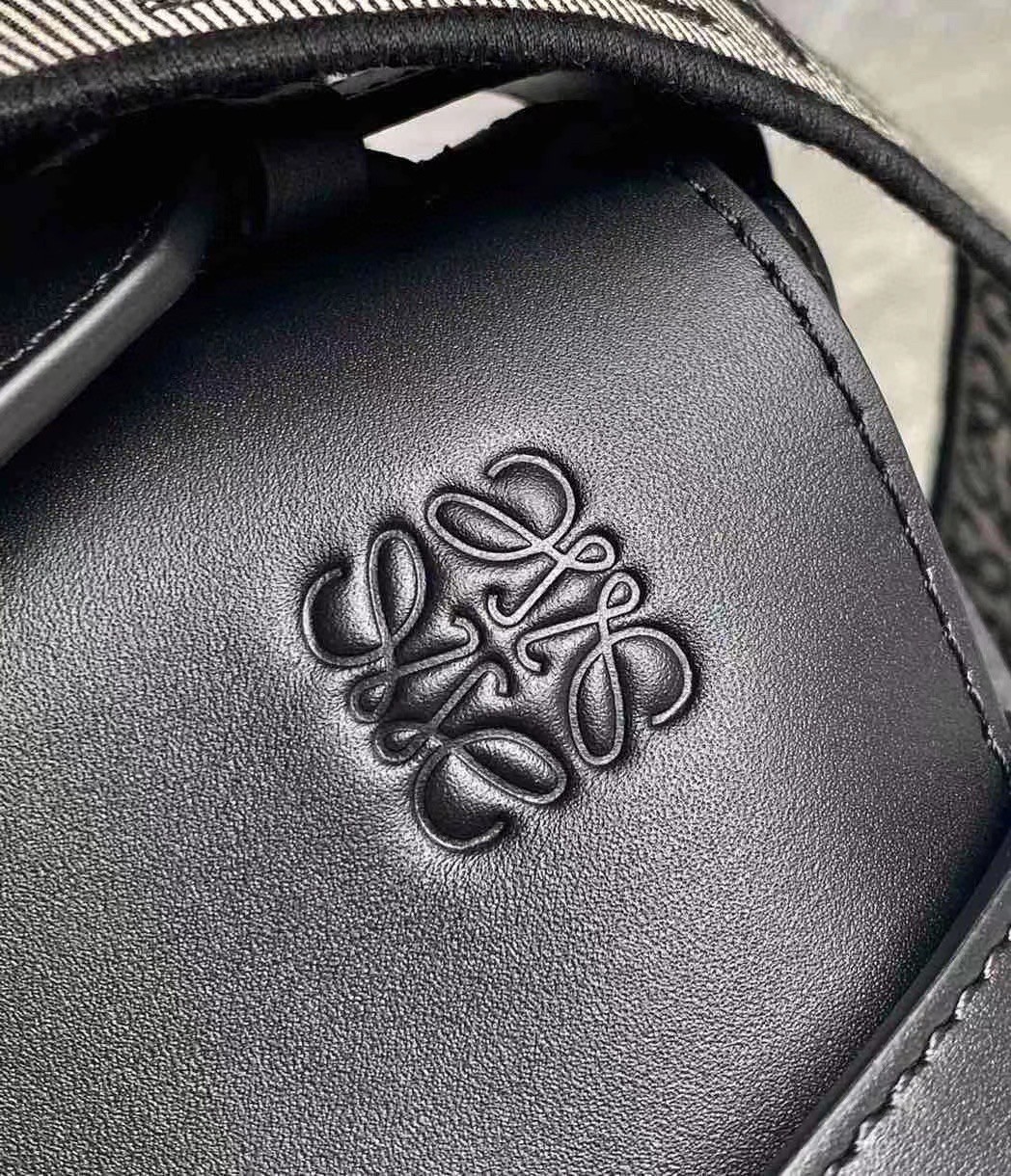 Loewe Small Gate Bag In Black Calfskin and Jacquard