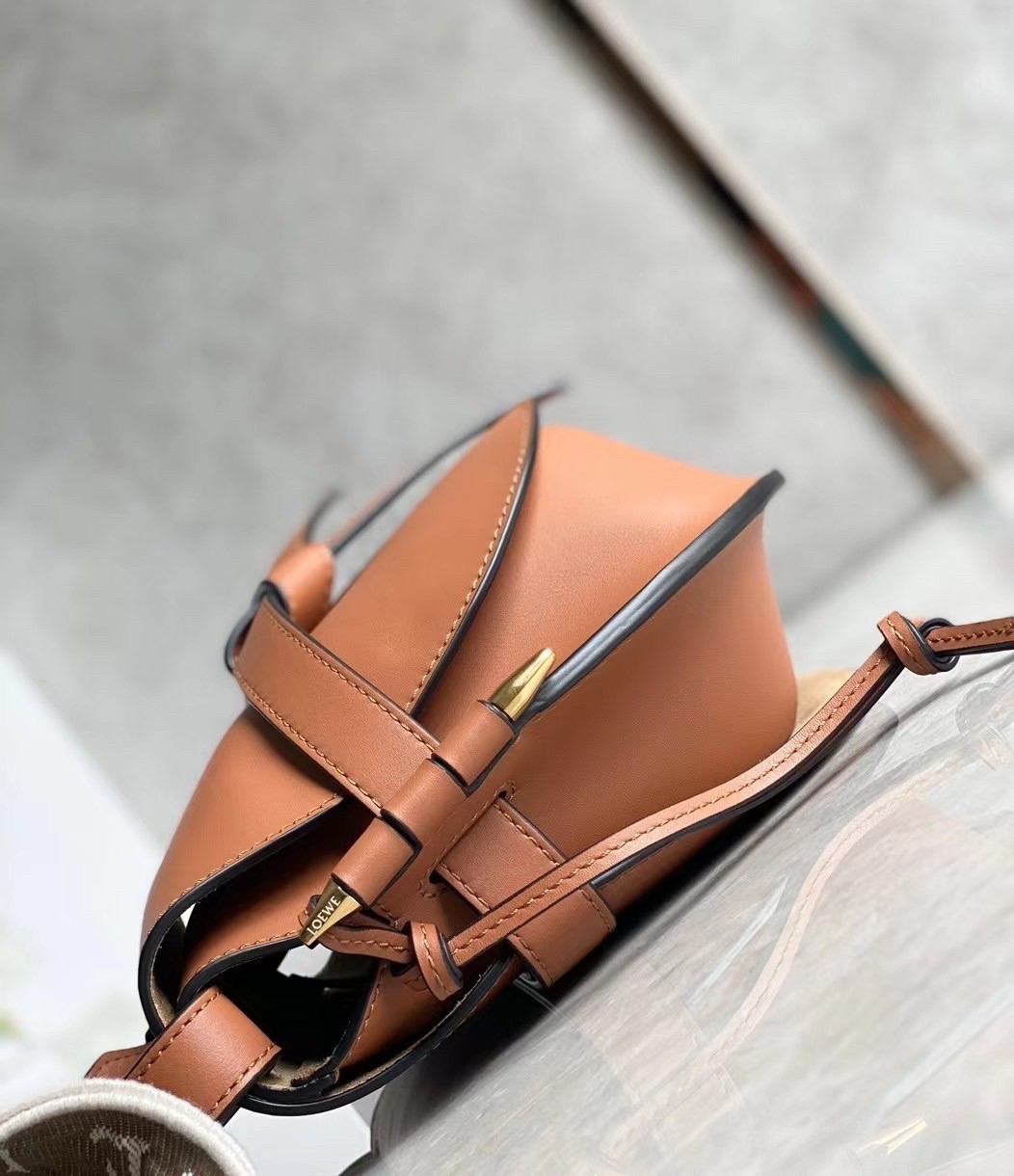 Loewe Small Gate Bag In Tan Calfskin and Jacquard