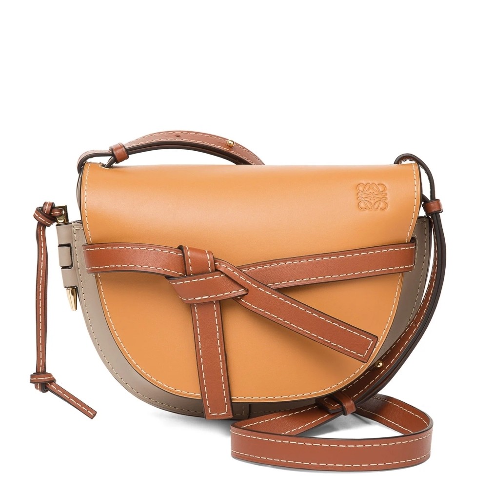 Loewe Small Gate Bag In Amber/Grey Soft Calfskin