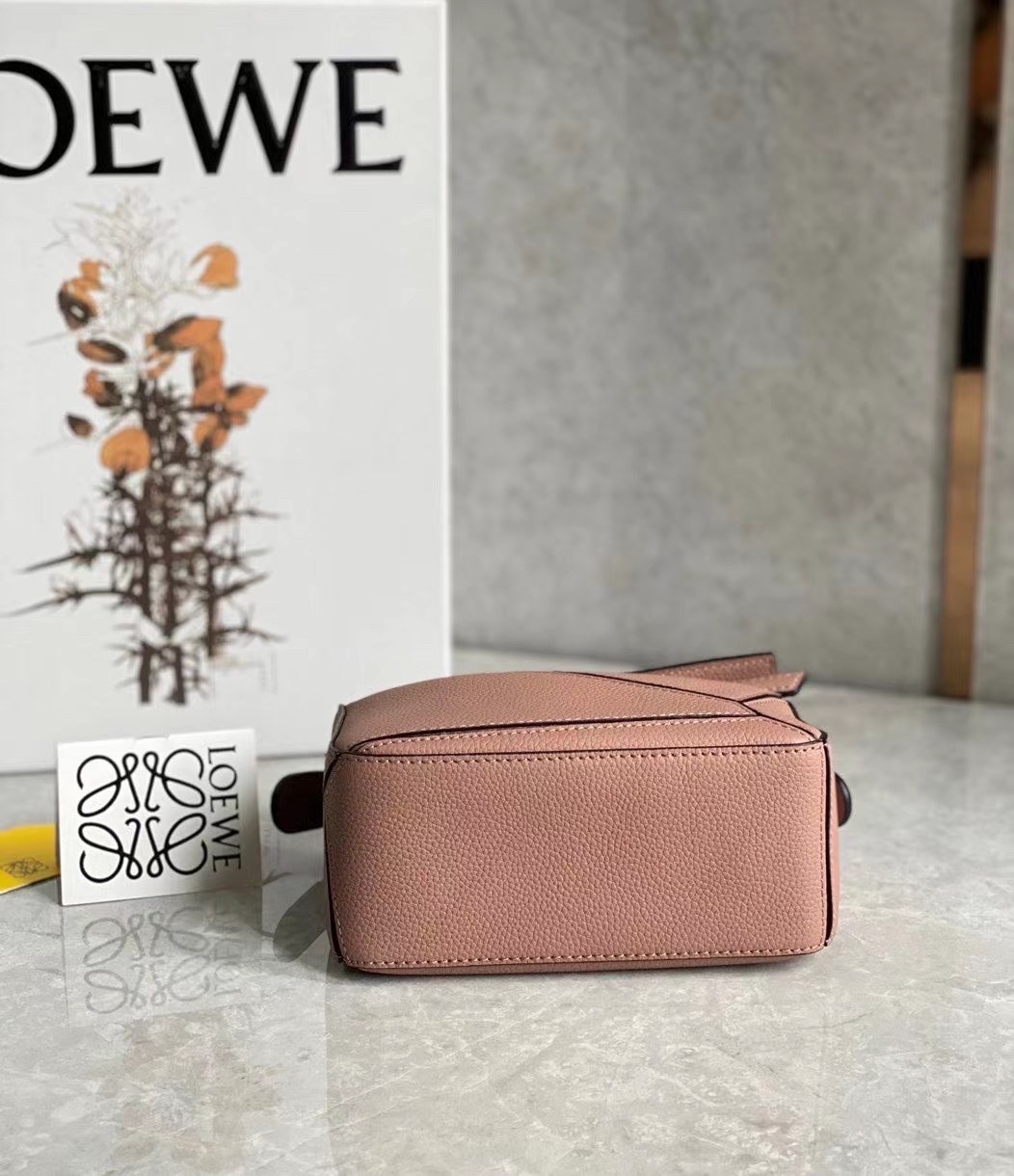 Loewe Puzzle Mini Bag In Dark Blush Grained Calfskin