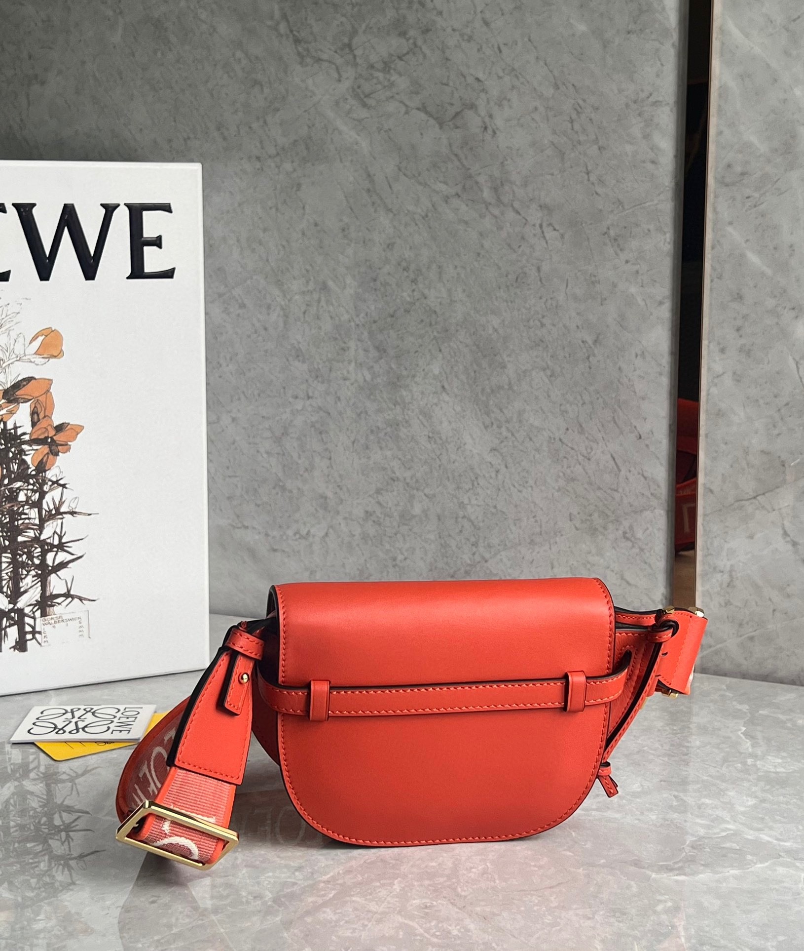 Loewe Gate Dual Mini Bag in Sunrise Orange Calfskin