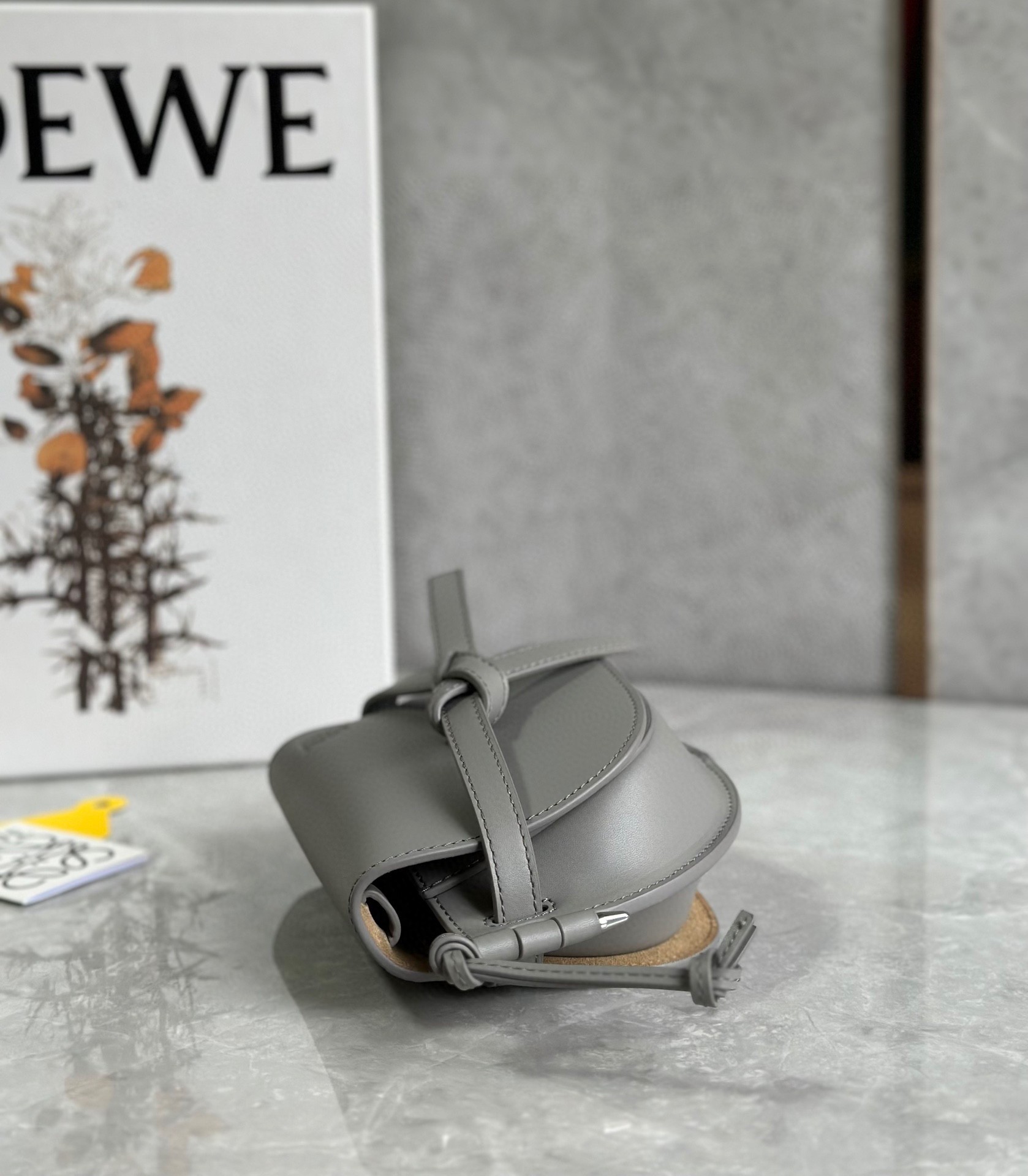 Loewe Gate Dual Mini Bag In Grey Calfskin