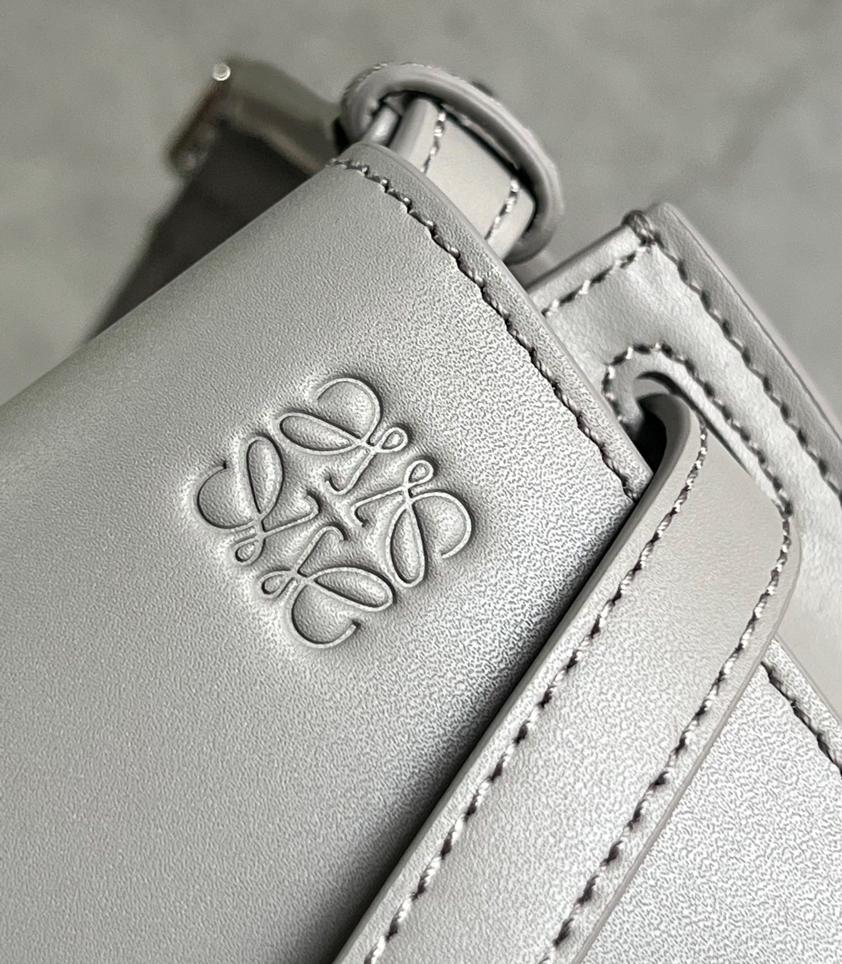 Loewe Gate Dual Mini Bag In Grey Calfskin