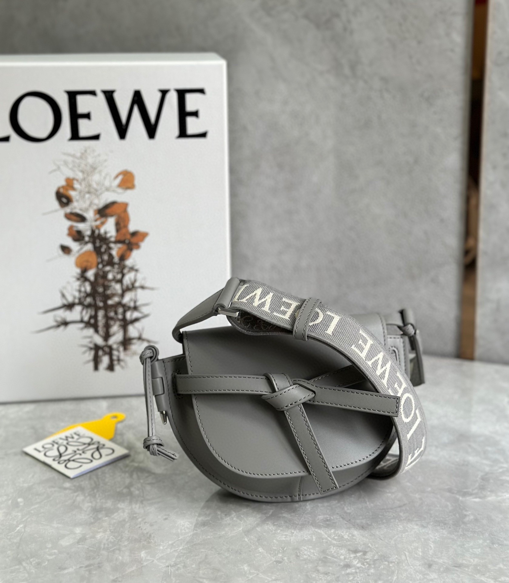 Loewe Gate Dual Mini Bag In Grey Calfskin