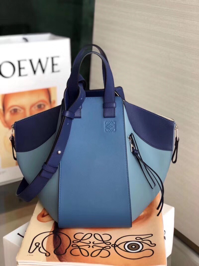 Loewe Medium Hammock Bag In Navy/Blue Calfskin