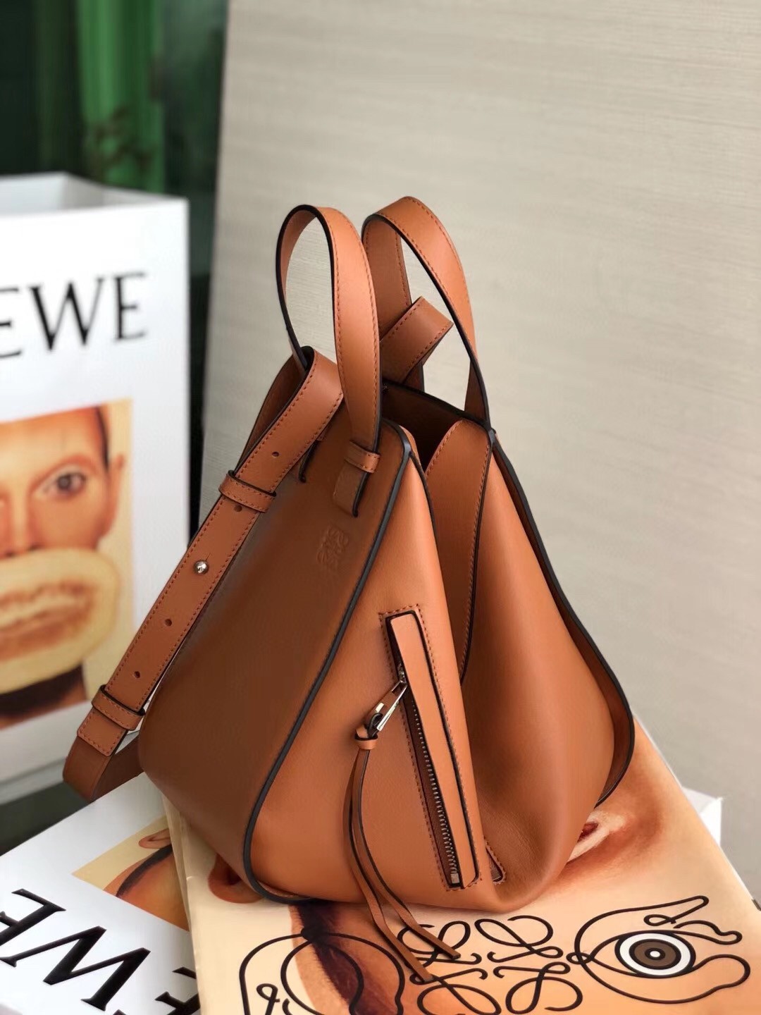 Loewe Medium Hammock Bag In Tan Calfskin