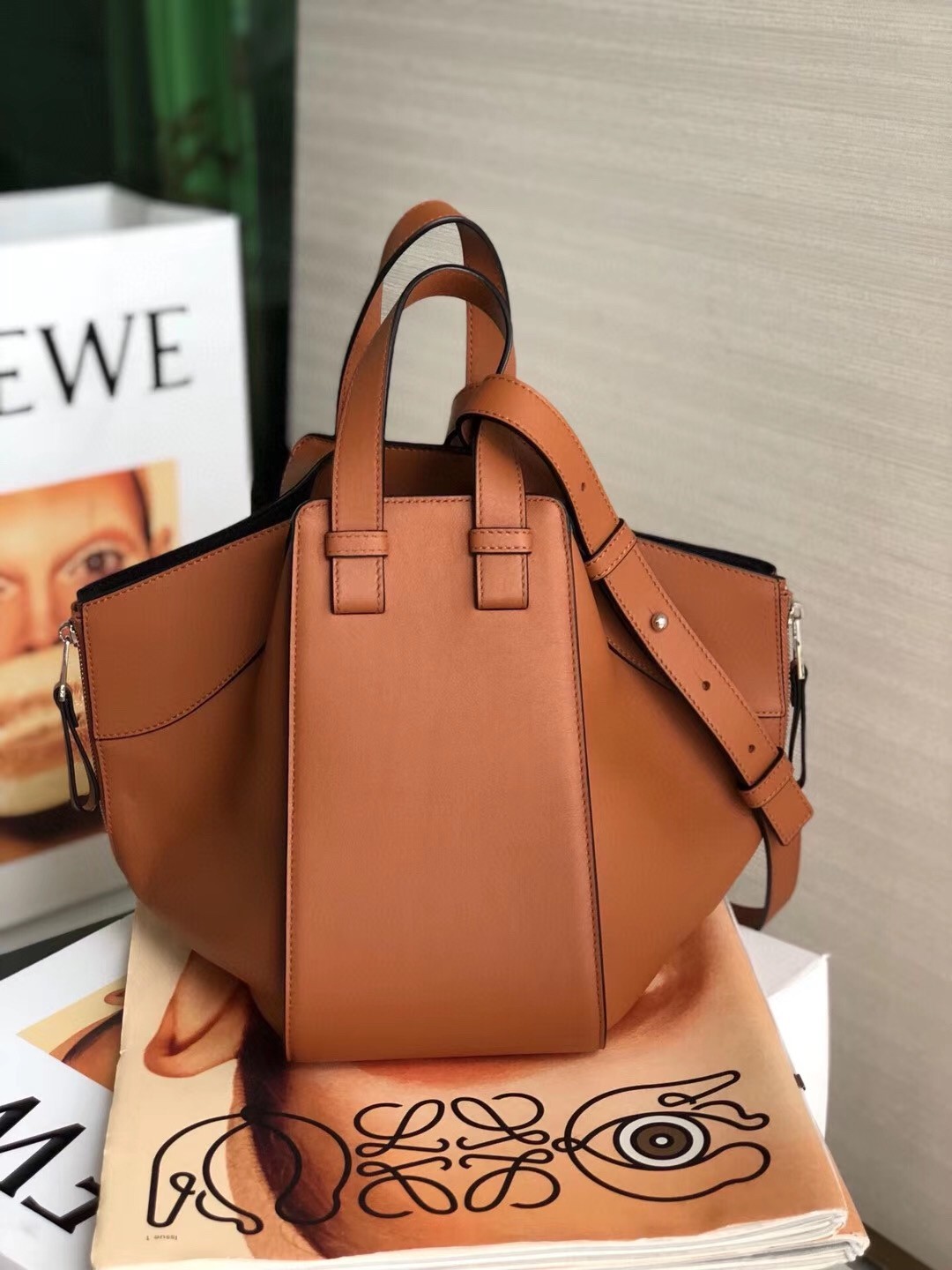 Loewe Medium Hammock Bag In Tan Calfskin