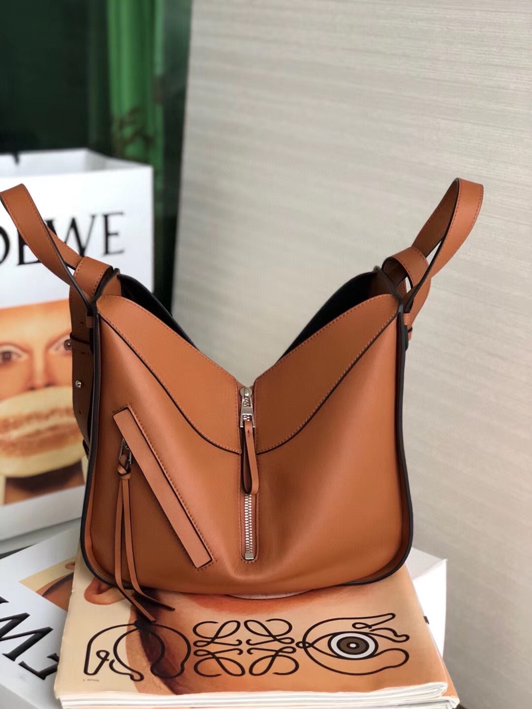 Loewe Medium Hammock Bag In Tan Calfskin