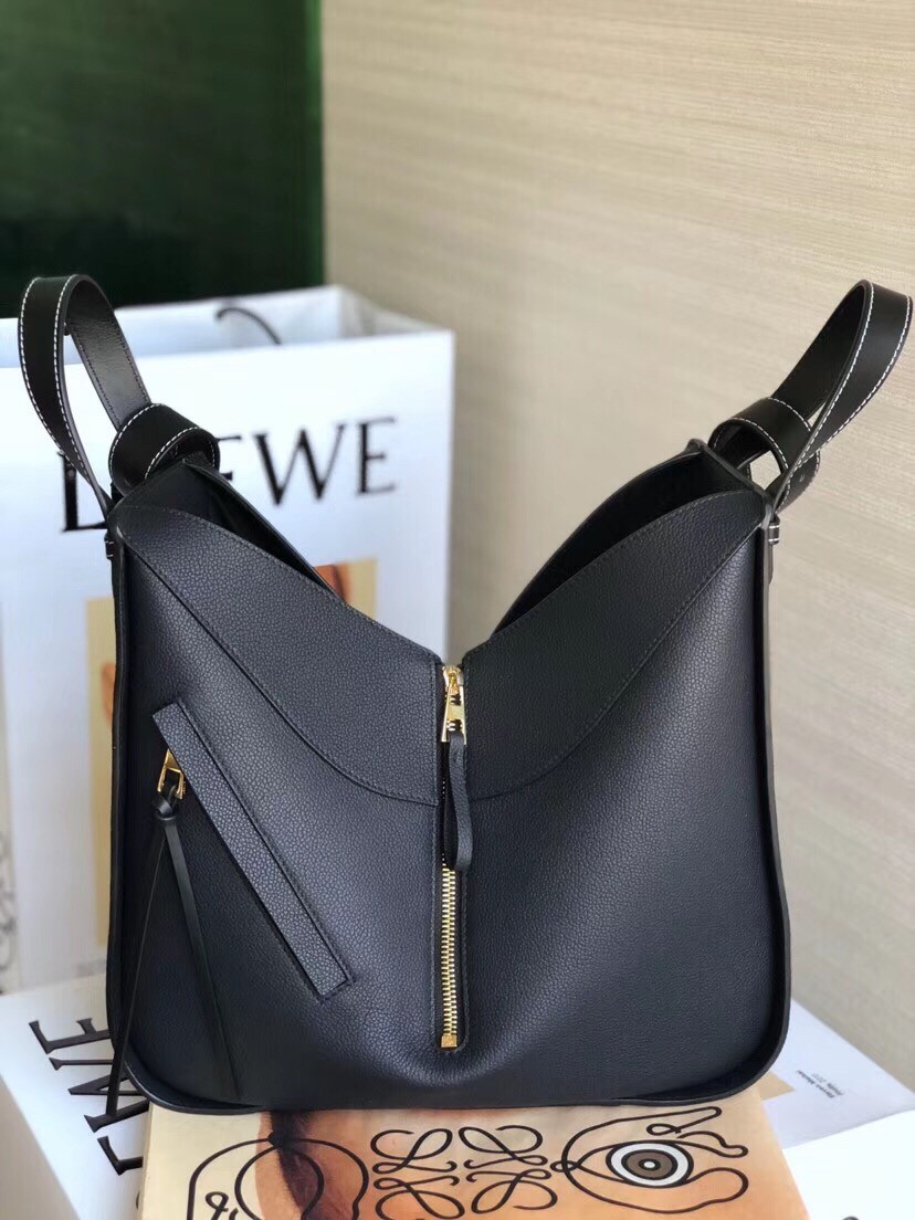 Loewe Medium Hammock Bag In Black Leather