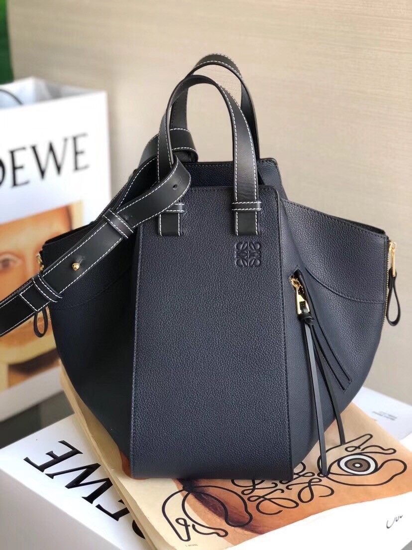 Loewe Medium Hammock Bag In Black Leather