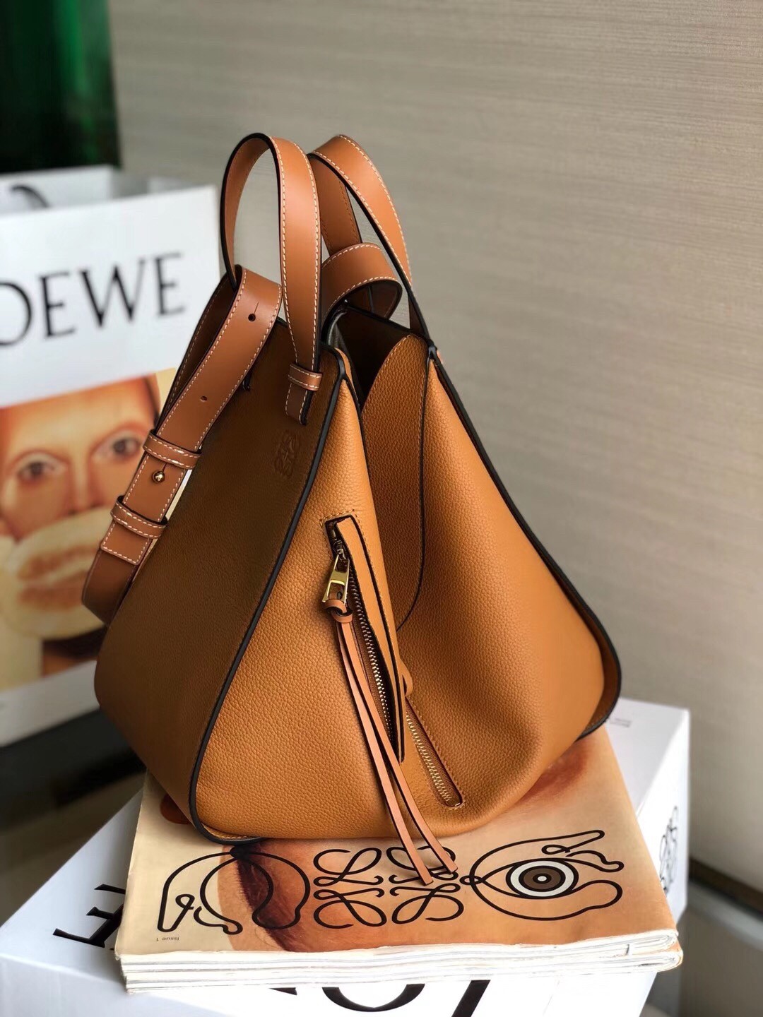 Loewe Medium Hammock Bag In Tan Leather