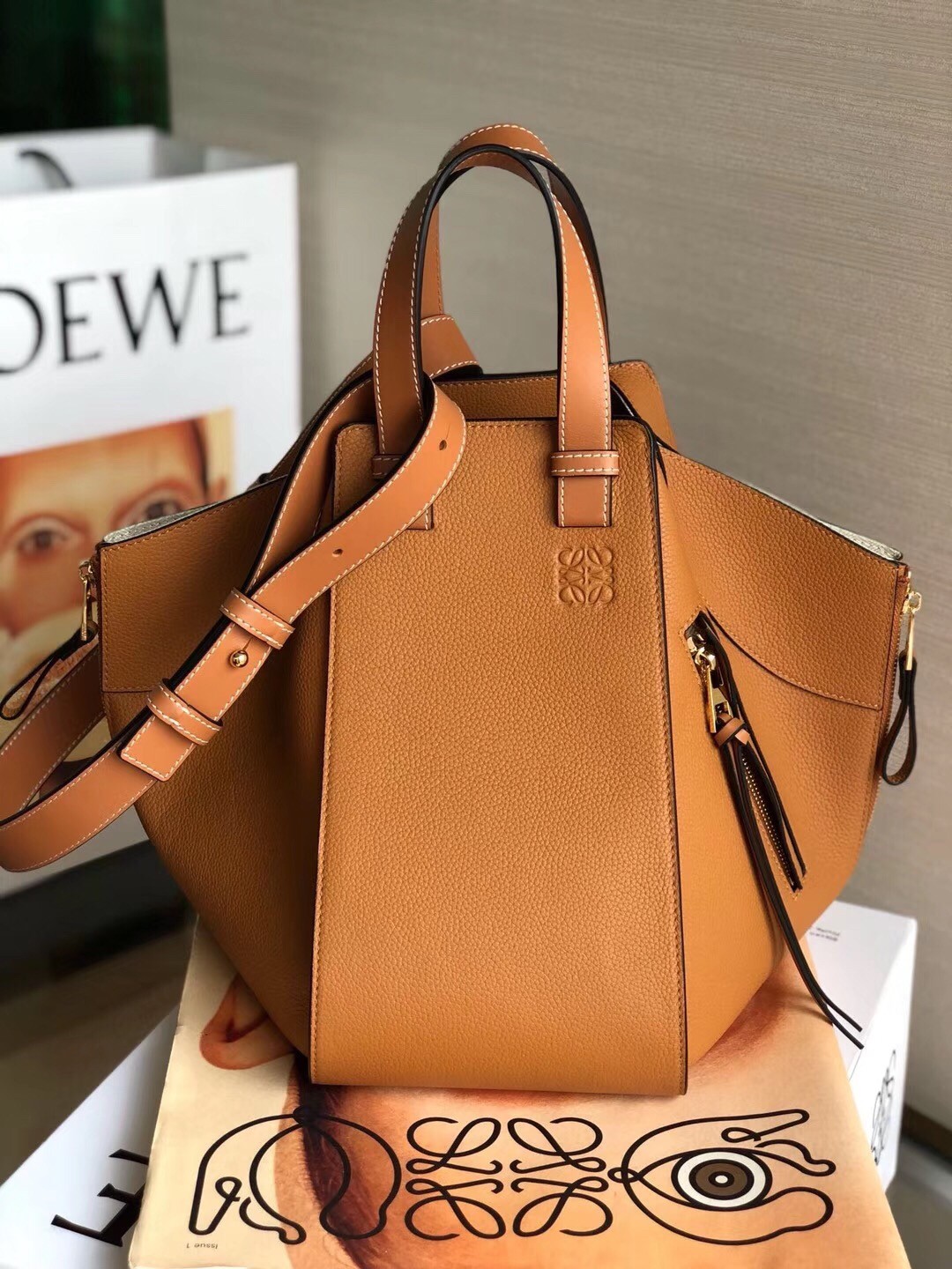 Loewe Medium Hammock Bag In Tan Leather