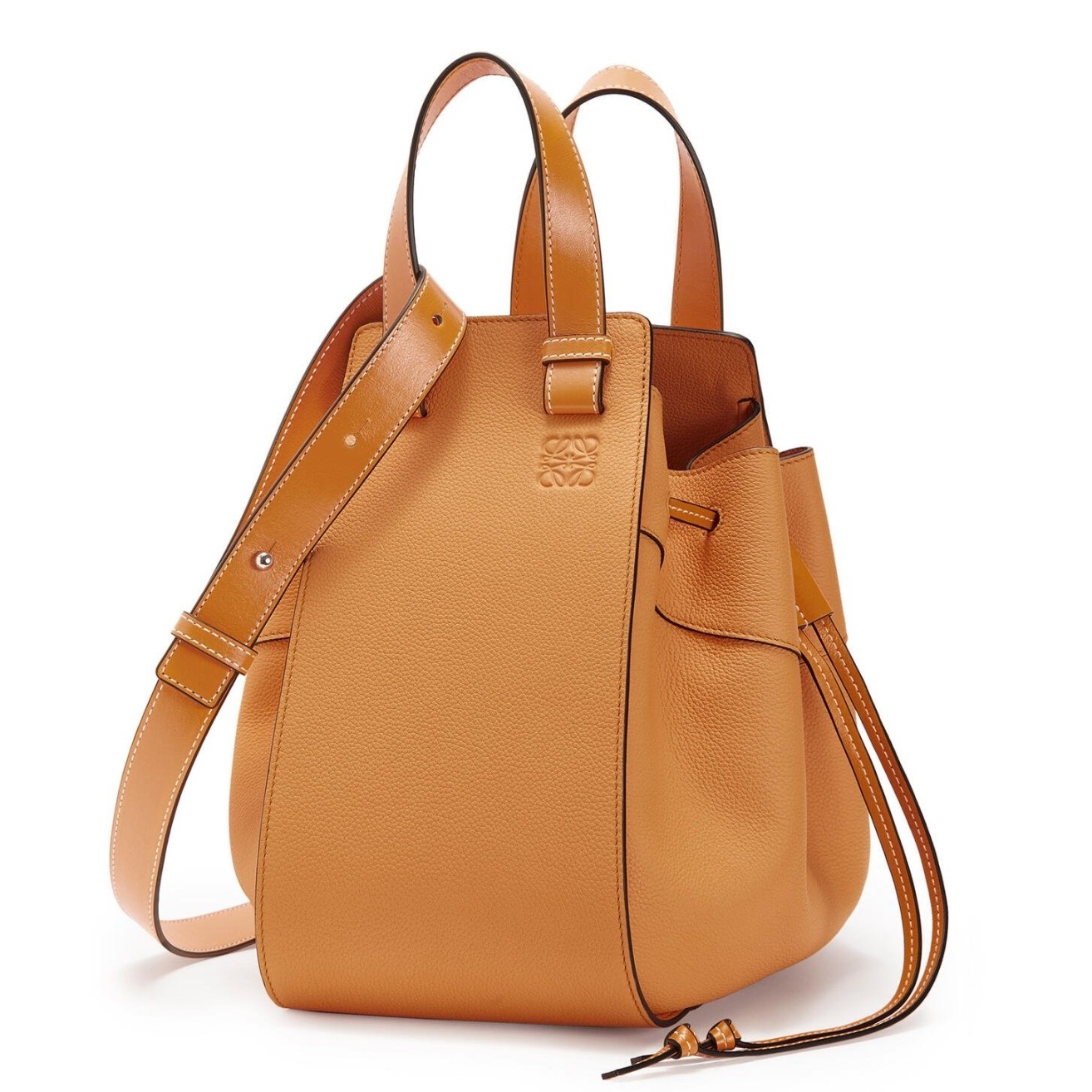 Loewe Medium Hammock Drawstring Bag In Tan Leather