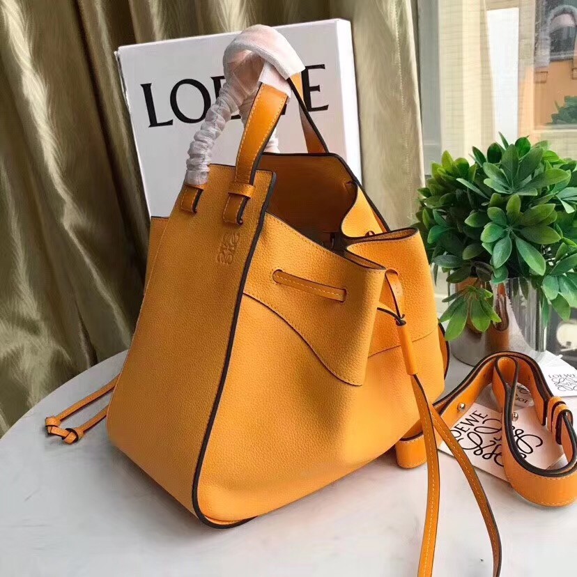 Loewe Medium Hammock Drawstring Bag In Yellow Leather