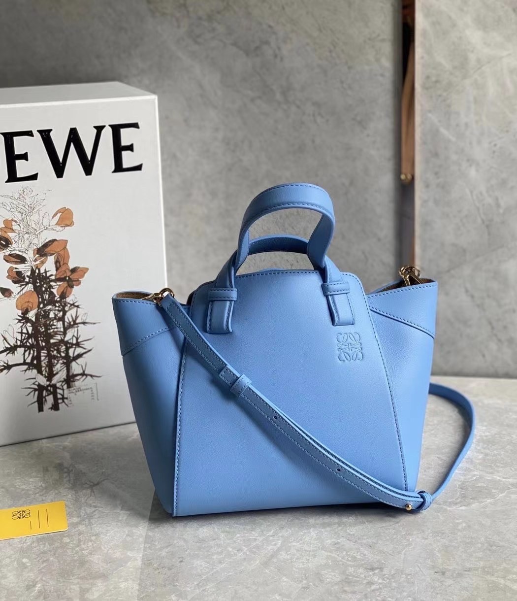 Loewe Hammock Nugget Bag In Celestine Blue Calfskin