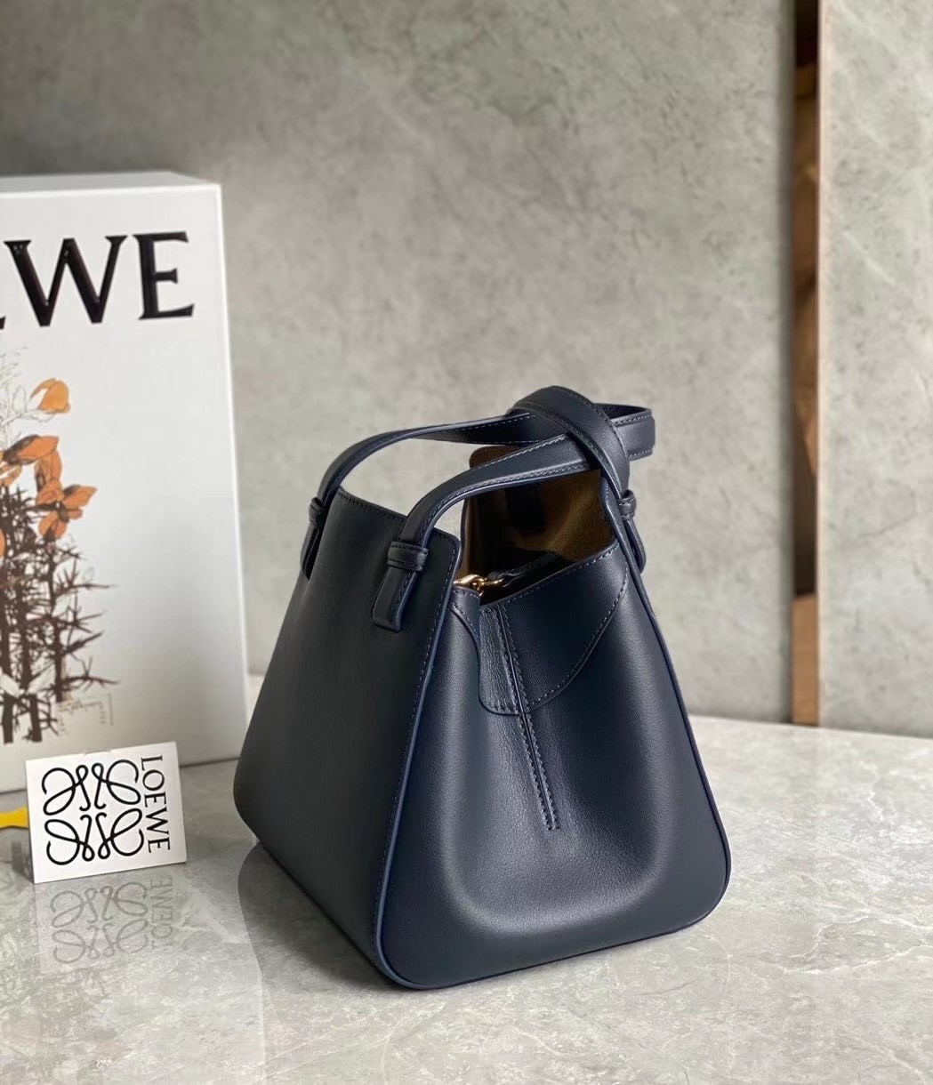 Loewe Hammock Nugget Bag In Navy Blue Calfskin