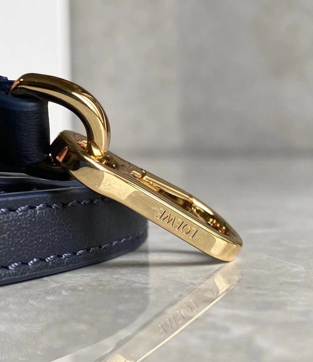 Loewe Hammock Nugget Bag In Navy Blue Calfskin