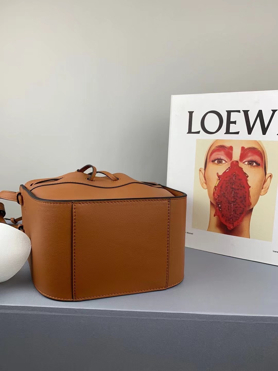 Loewe Mini Hammock Drawstring Bag In Brown Calfskin