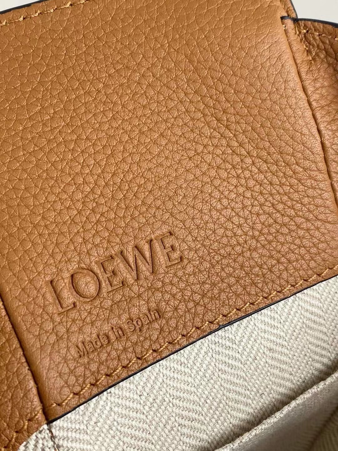 Loewe Mini Hammock Drawstring Bag In Brown Leather