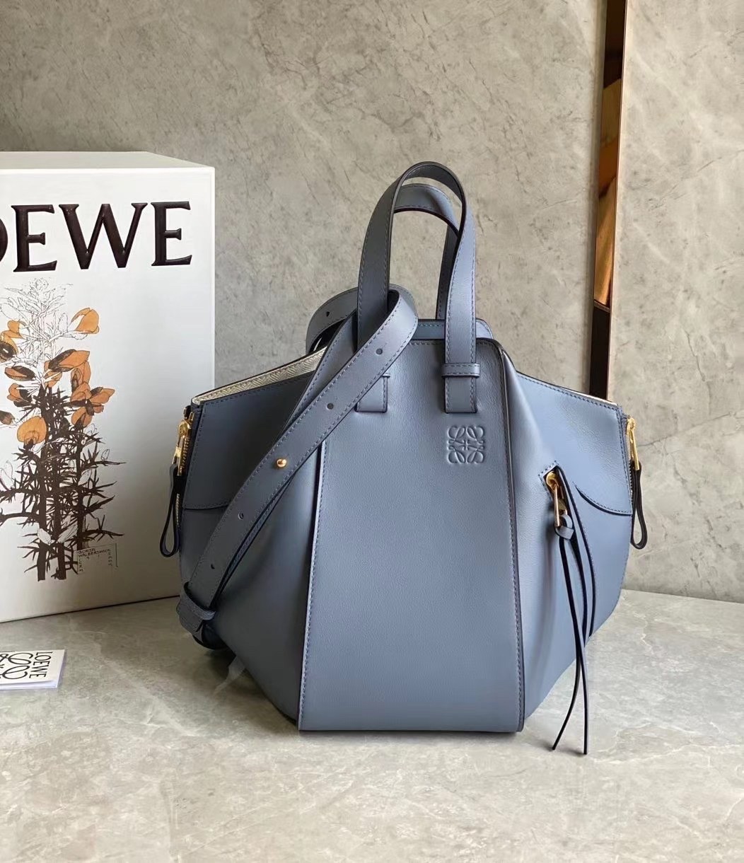 Loewe Hammock Small Bag In Atlantic Blue Calfskin