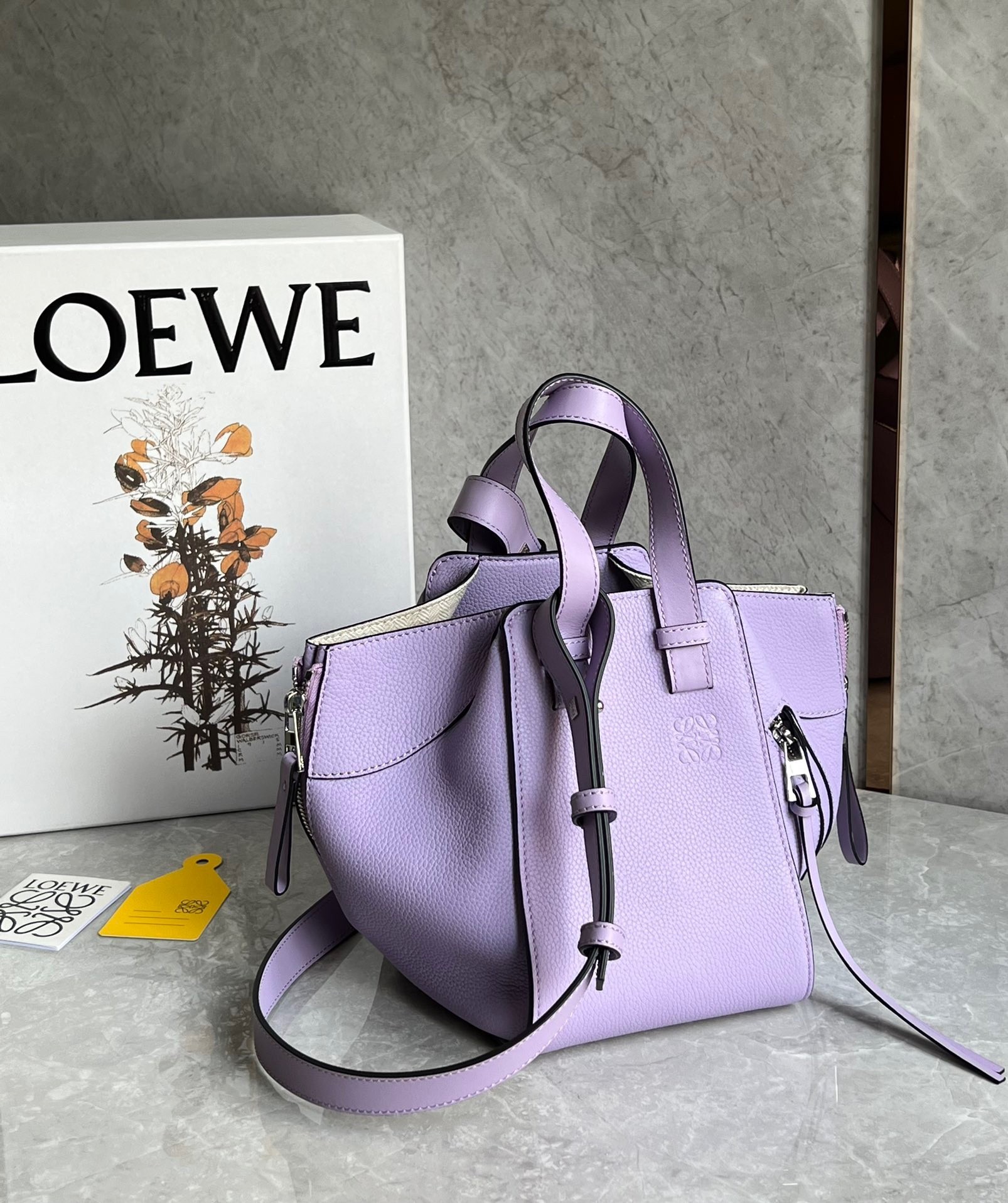 Loewe Compact Hammock Bag in Light Mauve Grained Calfskin