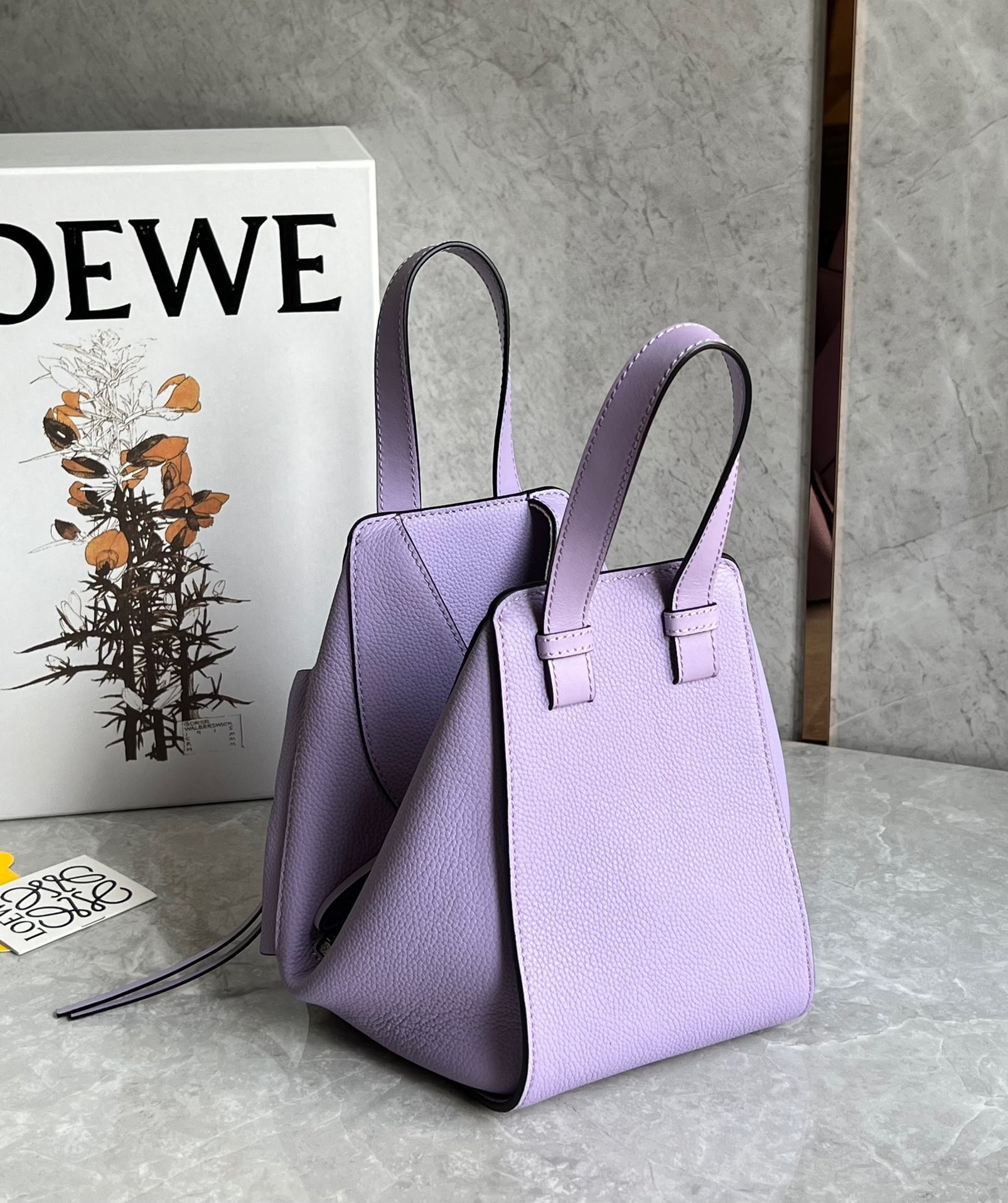 Loewe Compact Hammock Bag in Light Mauve Grained Calfskin