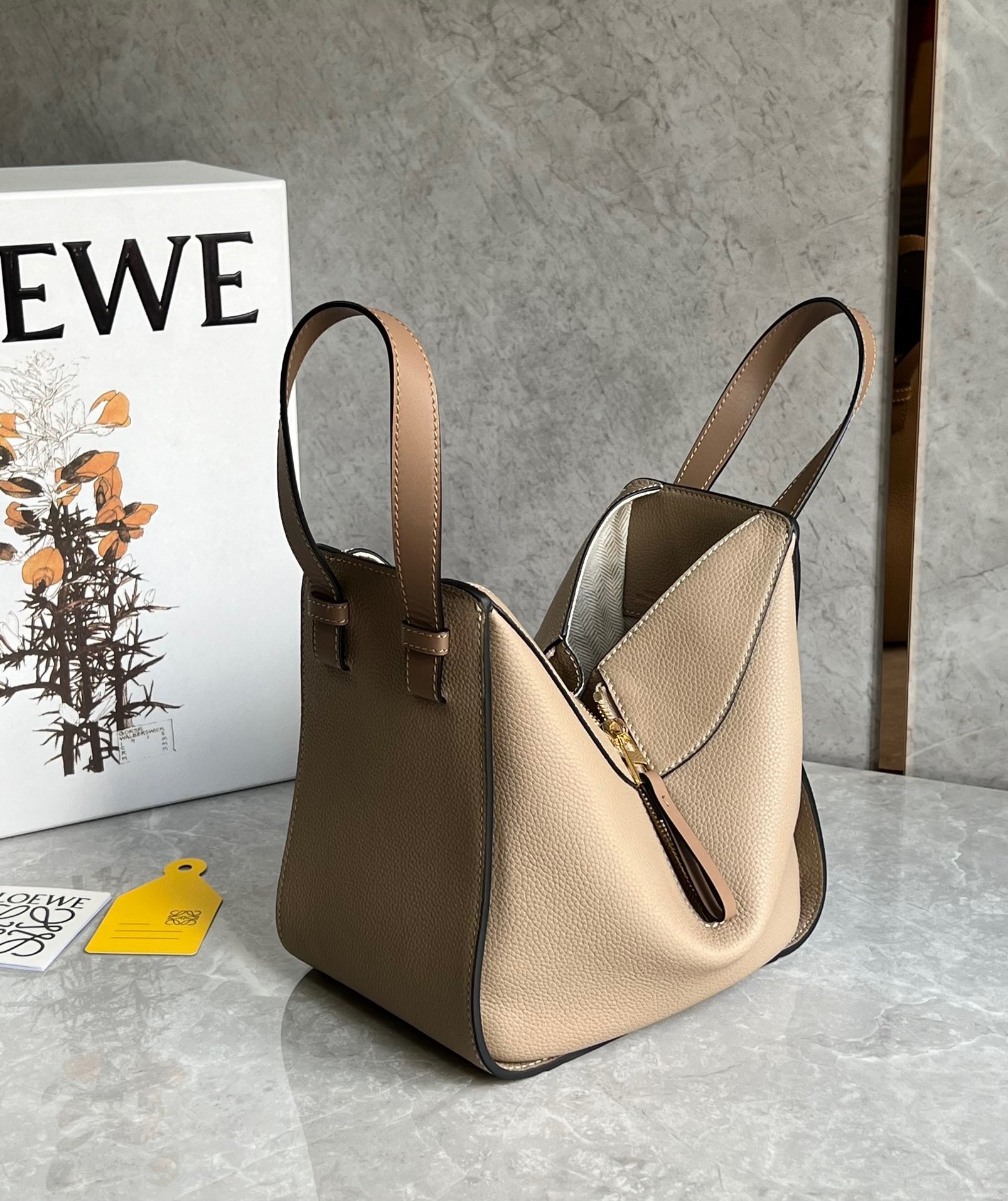 Loewe Compact Hammock Bag in Sand Grained Calfskin