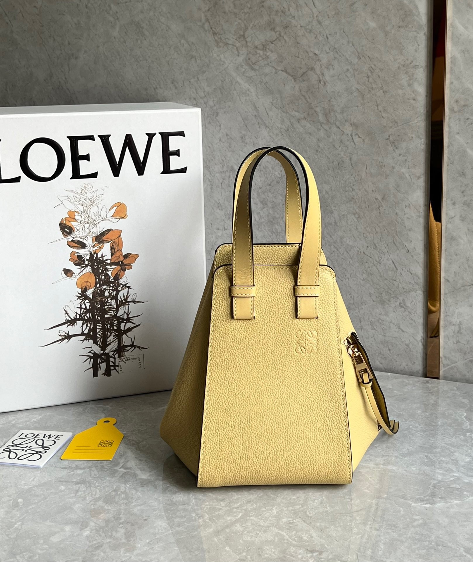 Loewe Compact Hammock Bag in Dark Butter Grained Calfskin