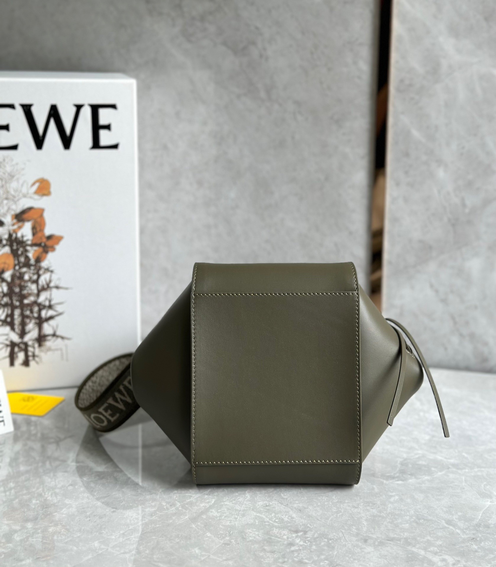 Loewe Compact Hammock Bag in Khaki Green Satin Calfskin