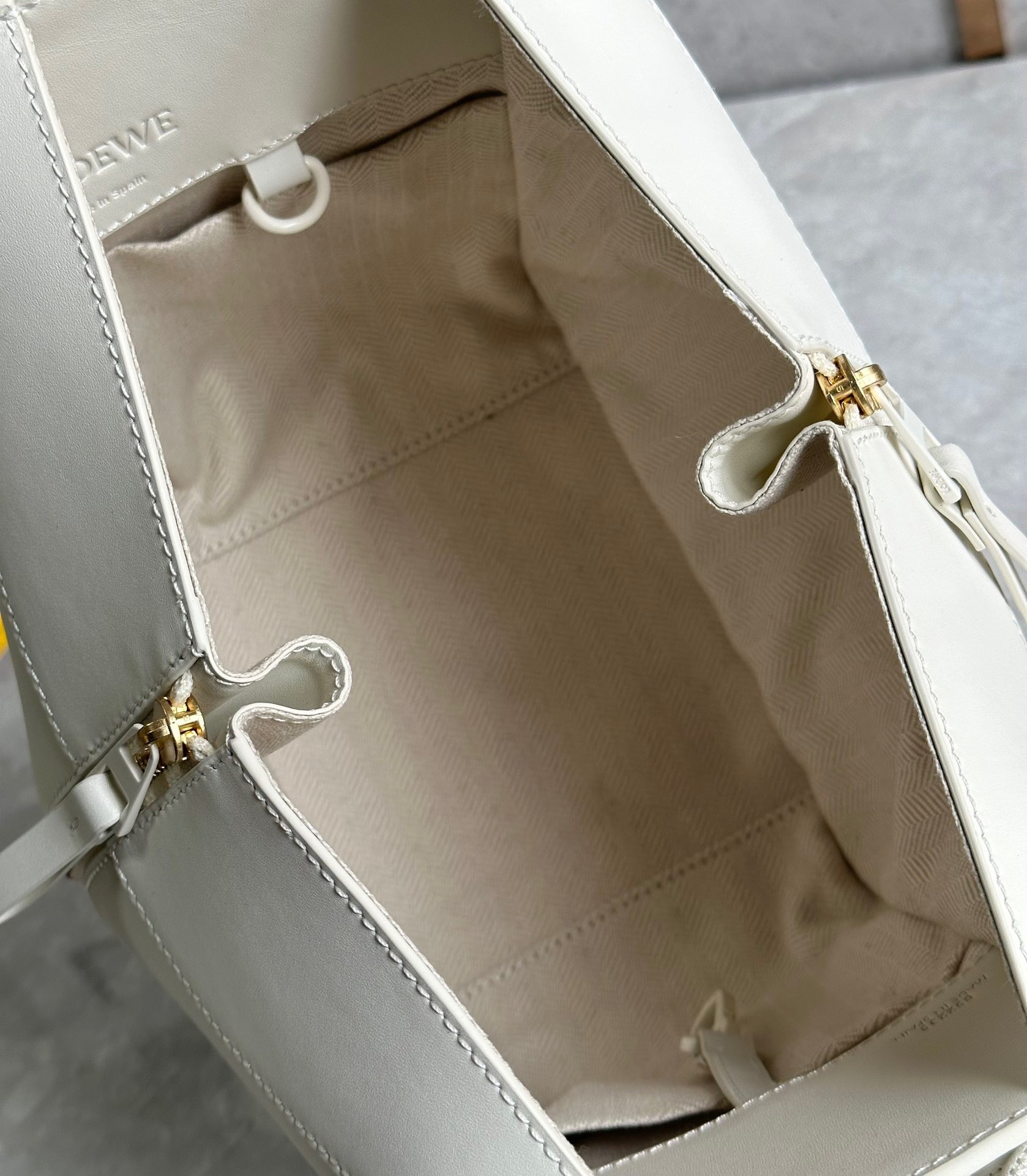 Loewe Compact Hammock Bag in White Satin Calfskin