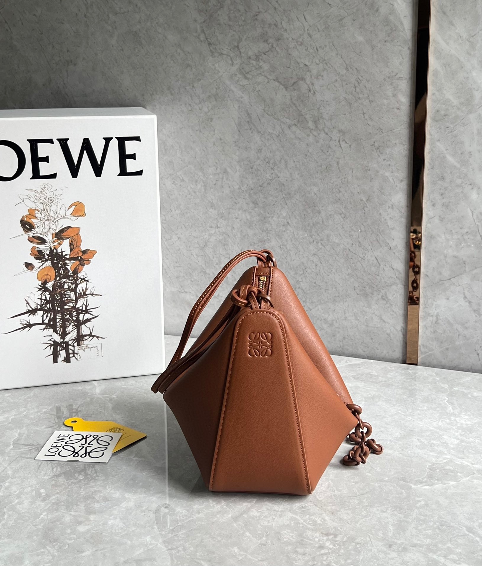 Loewe Mini Hammock Hobo Bag in Brown Calfskin