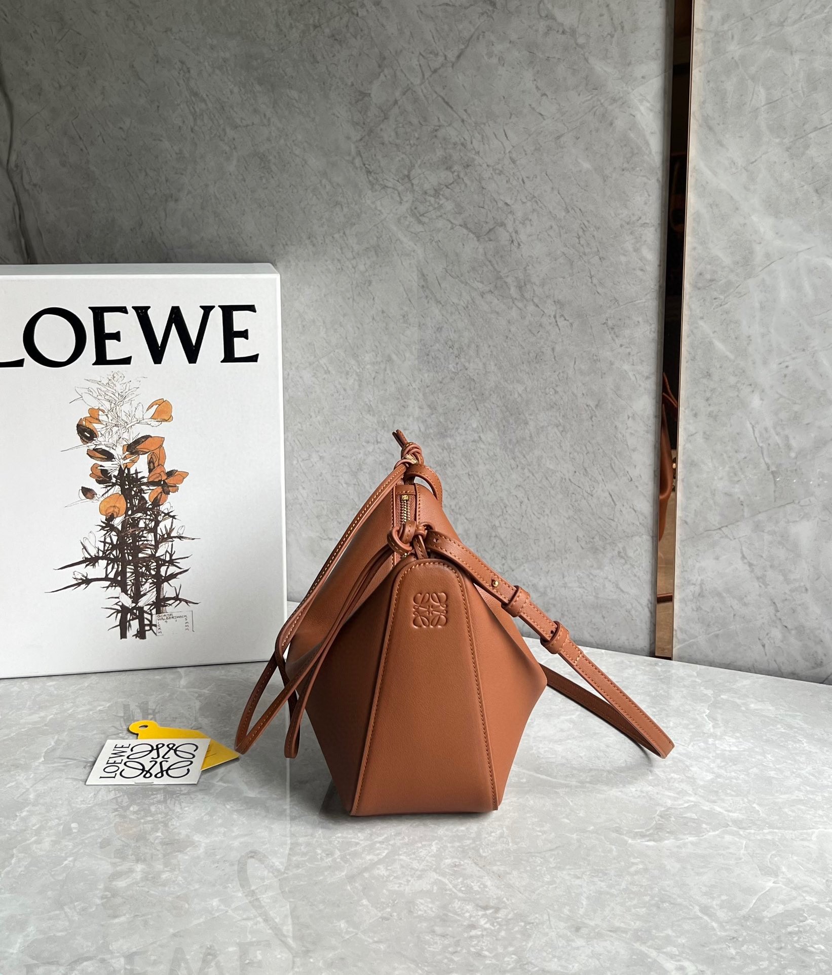 Loewe Mini Hammock Hobo Bag in Brown Calfskin