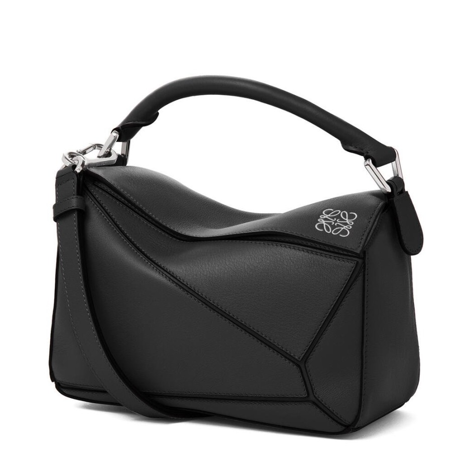 Loewe Small Puzzle Bag In Black Calfskin Leather