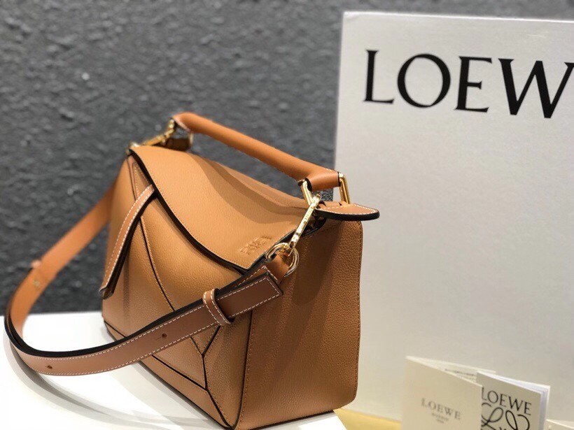 Loewe Small Puzzle Bag In Tan Grained Calfskin