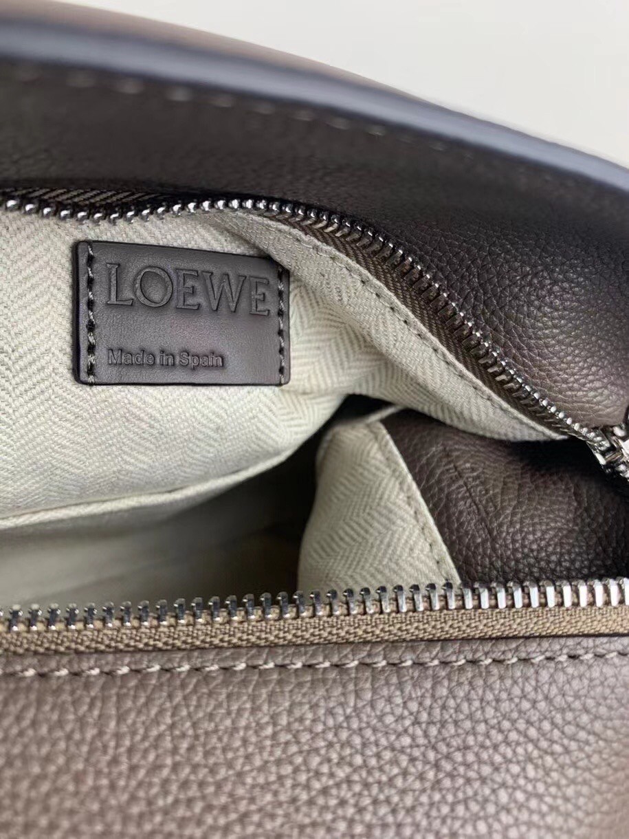 Loewe Small Puzzle Bag In Dark Taupe Grained Calfskin