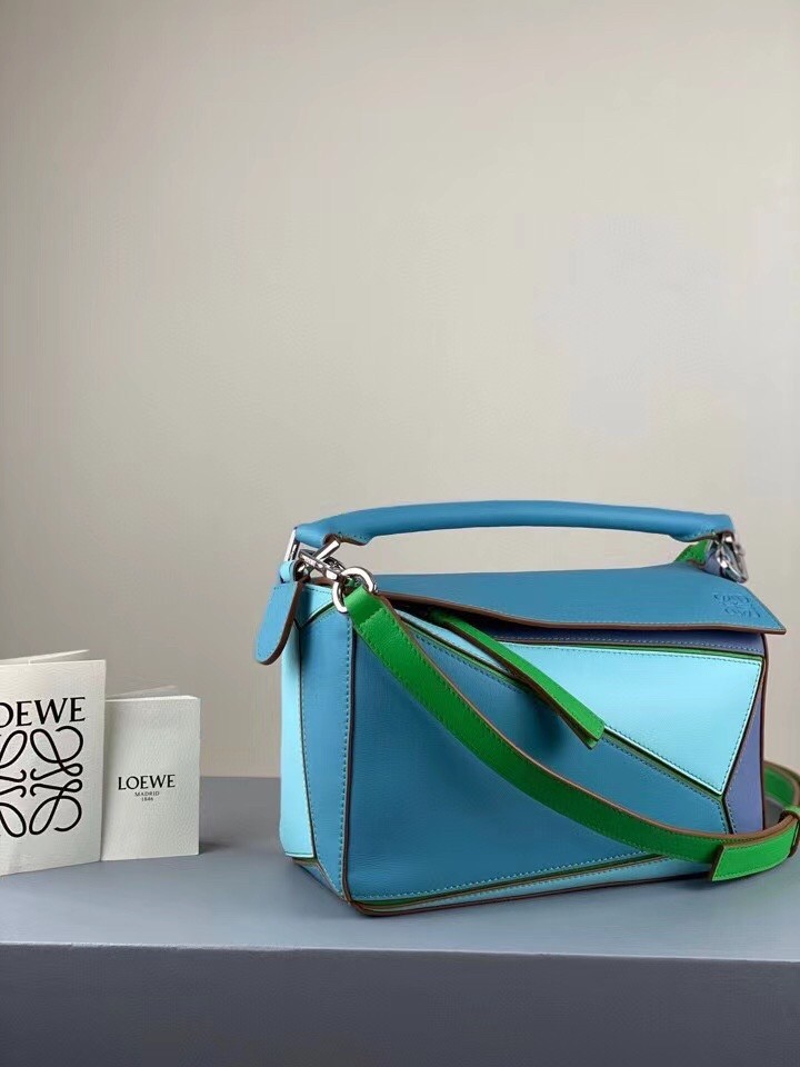 Loewe Small Puzzle Bag In Blue/Blueberry/Lilas Calfskin