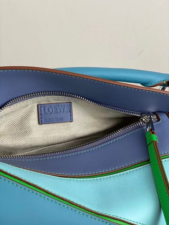 Loewe Small Puzzle Bag In Blue/Blueberry/Lilas Calfskin