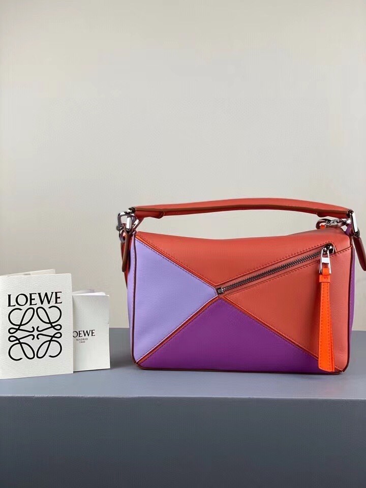 Loewe Small Puzzle Bag In Grapefruit/Mauve/Lilas Calfskin