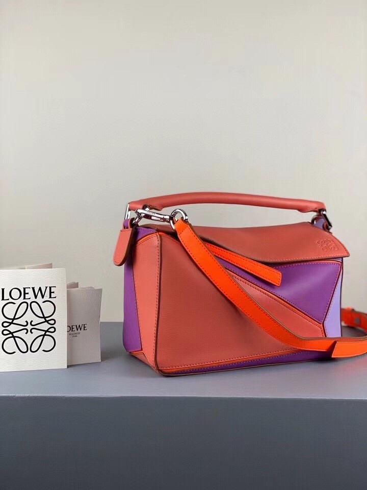 Loewe Small Puzzle Bag In Grapefruit/Mauve/Lilas Calfskin