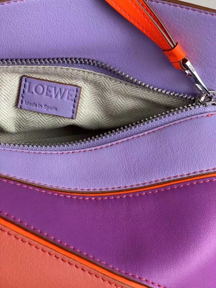 Loewe Small Puzzle Bag In Grapefruit/Mauve/Lilas Calfskin