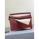 Loewe Small Puzzle Bag In Bordeaux/Garnet/White Calfskin