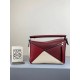 Loewe Small Puzzle Bag In Bordeaux/Garnet/White Calfskin