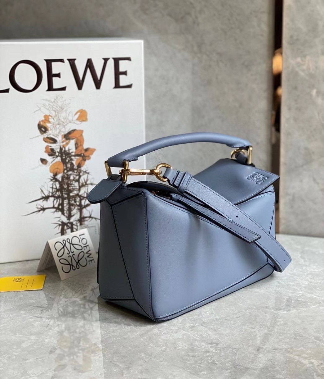 Loewe Puzzle Small Bag In Atlantic Blue Calfskin Leather