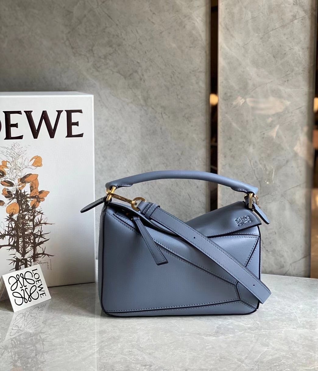 Loewe Puzzle Small Bag In Atlantic Blue Calfskin Leather