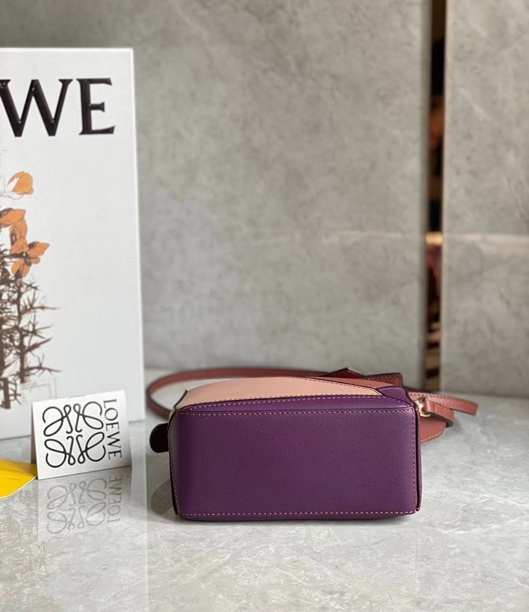 Loewe Puzzle Mini Bag In Purple/Caramel/Blossom Calfskin