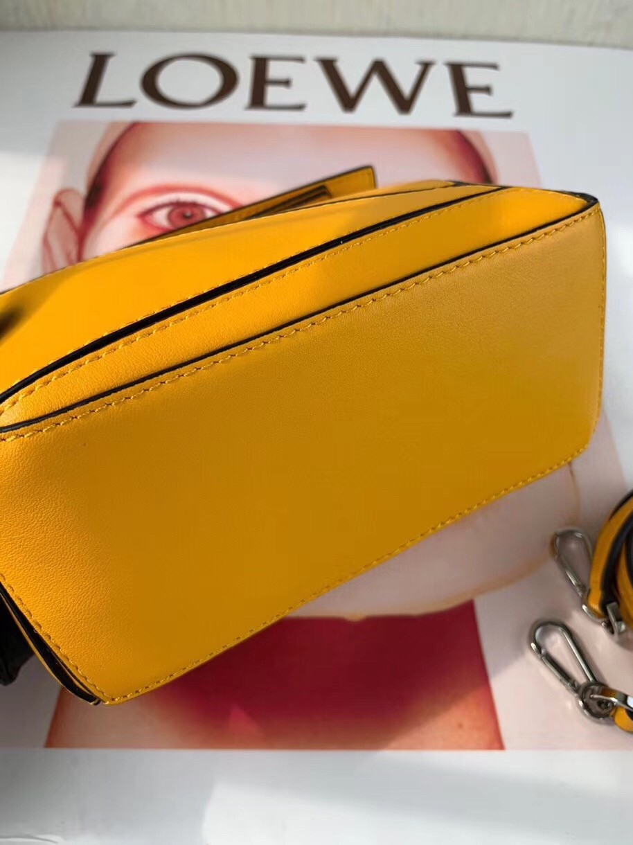 Loewe Mini Puzzle Bag In Yellow Calfskin Leather