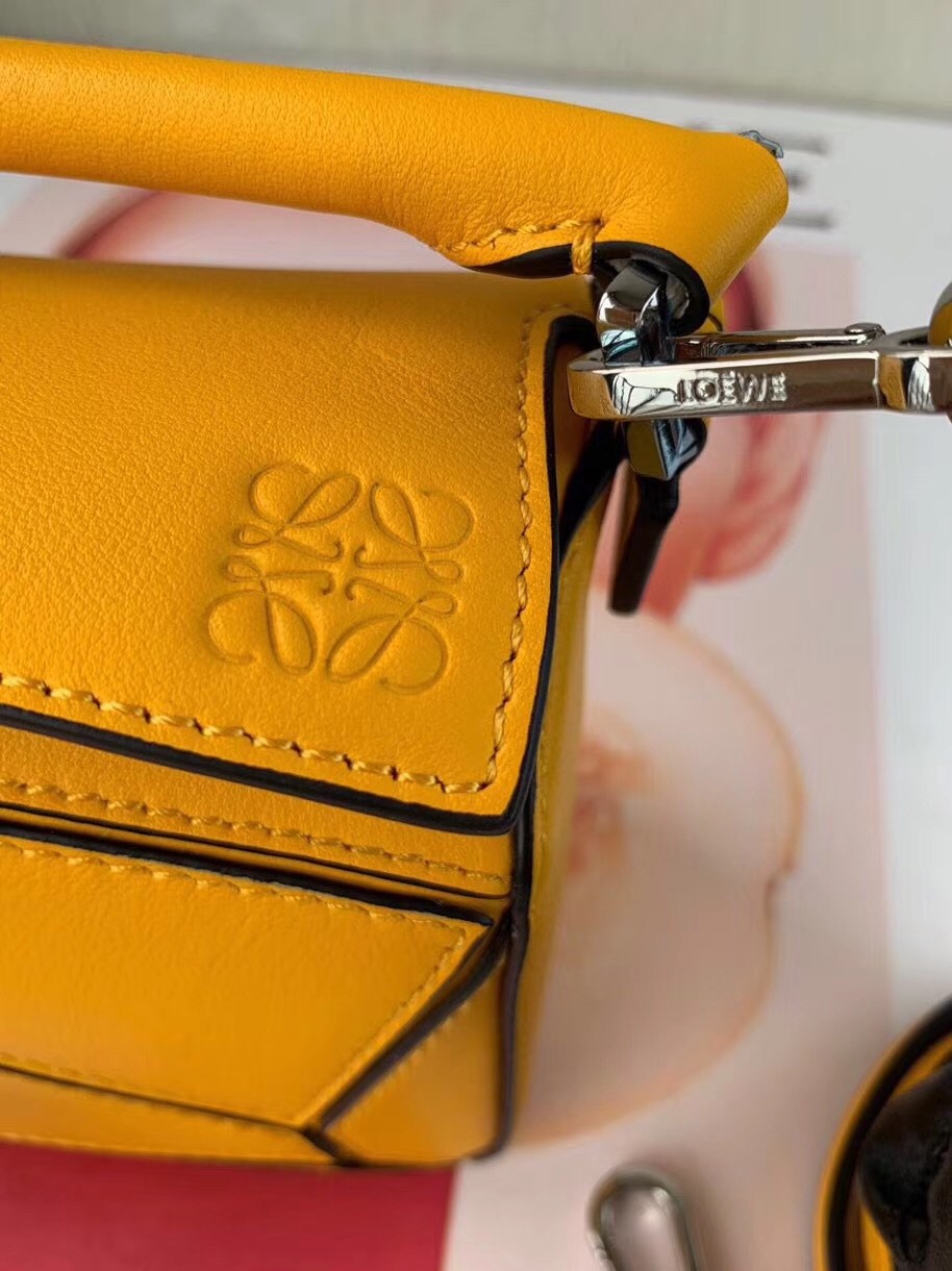 Loewe Mini Puzzle Bag In Yellow Calfskin Leather