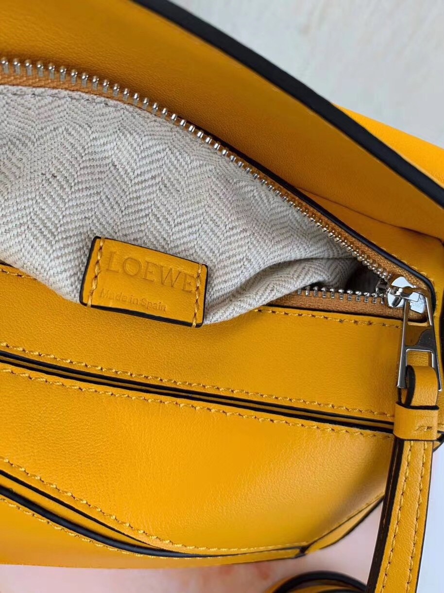 Loewe Mini Puzzle Bag In Yellow Calfskin Leather